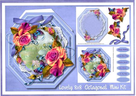 Lovely 8x8 Octagonal Mini Kit Floral Roses 