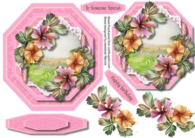 Lovely Pink Octagonal Easal or Topper Fleurdelaforet
