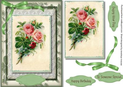 Beautiful Roses on Lace 