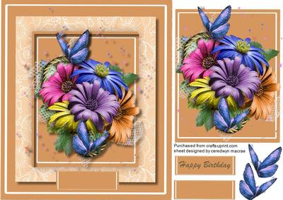 Beautiful Flowers on Burnt Orange Frame 