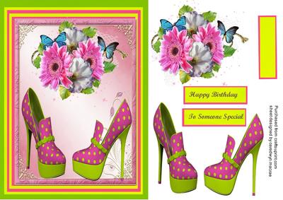 Lovely Lime Green a Nd Pink Polka Dot Shoes 