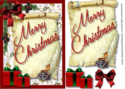 Merry Christmas Greetings on a Scroll 