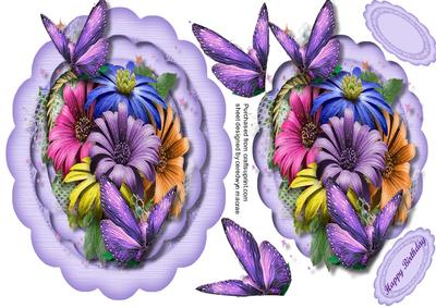 Lovely Scalloped Topper with Gerbera and Butterflys