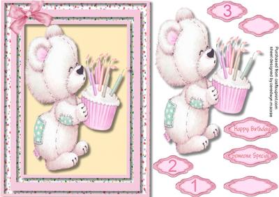 Cute Teddy's Birthday Cake Pink