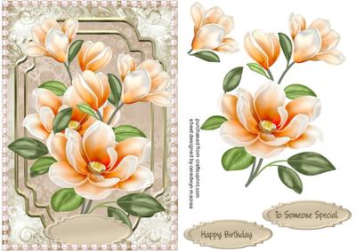Beautiful Peach Magnolias with Pearls 