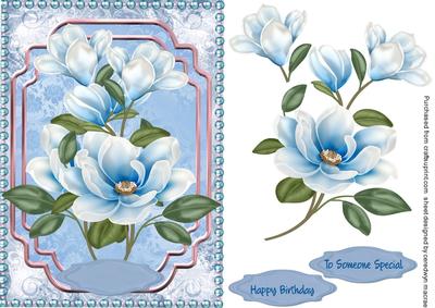 Beautiful Blue Magnolias with Pearls 