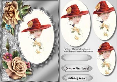 Lovely Pyramid Vintage Lady in a Red Hat 