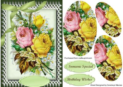 Beautiful Roses and Daisys on Lace 