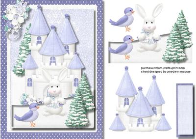 Lovely Christmas Snow Castle with a Bunny