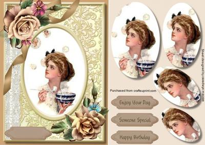 A Vintage Lady Blowing Bubbles 