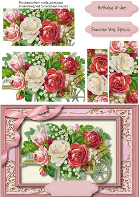 Lovely Mixed Roses in a Wheelbarrow 