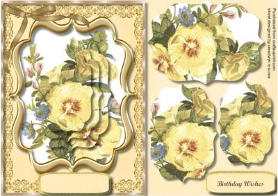Beautiful Hollyhocks in a Gold Frame , Pyramid 