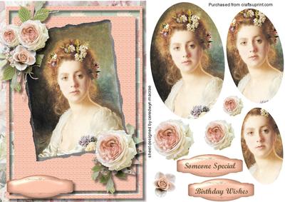 Beautiful Vintage Lady with Roses 