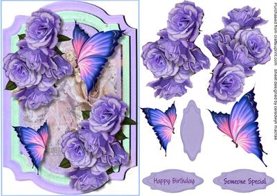 Beautiful Lilac Roses and Butterflys 