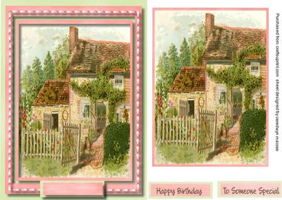 Beautiful Rose Cottage Card and Topper