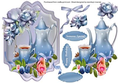 Lovely Teatime Roses in Blue 