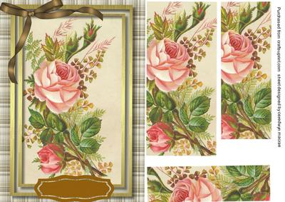 Lovely Roses in a Plaid Frame 