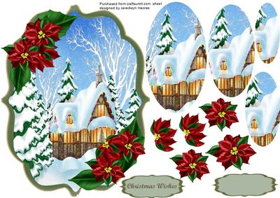 Lovely Bracket Card with Cottage in the Snow