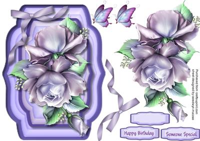 Beautiful Lilac Roses in a Double Frame 