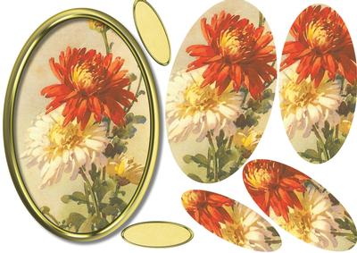 Lovely Pyramid Chrysanthemum in a Gold Oval Frame