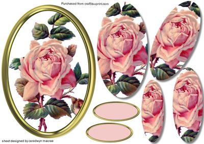 Lovely Pyramid Pink Roses in a Oval Gold Frame 