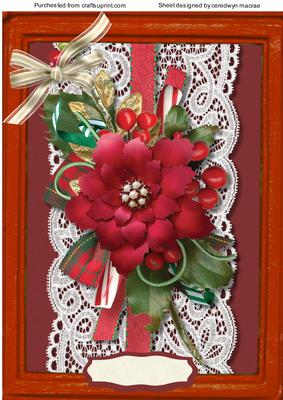 A4 Beautiful Christmas Poinsettia on Lace 