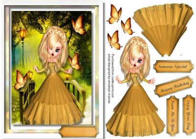Beautiful Golden Girl and Butterfliys