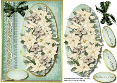 Lovely White Poinsettias in a Oval Frame 