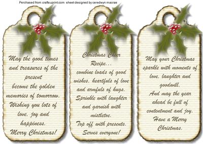 Three Lovely Christmas Tags with Verses 