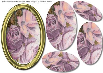 Beautiful Soft Lilac Roses in a Gold Frame 