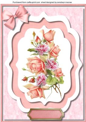 A4 Lovely Pink Roses in a Bracket Frame 