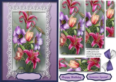 Beautiful Bouquet of Lillys on Fine Lace , Pyramid