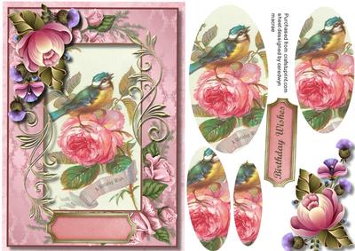 Lovely Pyramid Bird on a Pink Rose