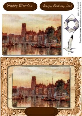 Oild Masters Painting. Ships in the Harbour