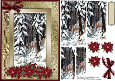 Beautiful Christmas Christmas Card with Stags on the Hill, P