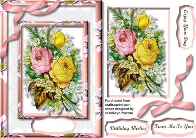 A5 Lovely Roses in a Flower Frame 