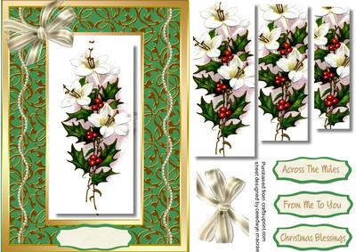 Lovely Holly and Christmas Roses in Pyramid