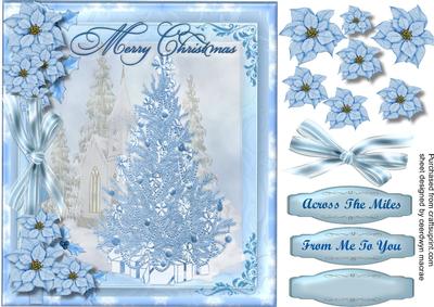 Beautiful Blue Poinsettias and Tree 