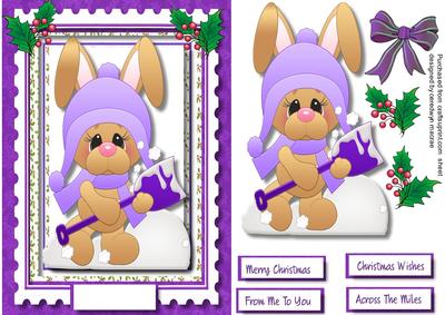 Lovely Christmas Snow Bunny in Lilac