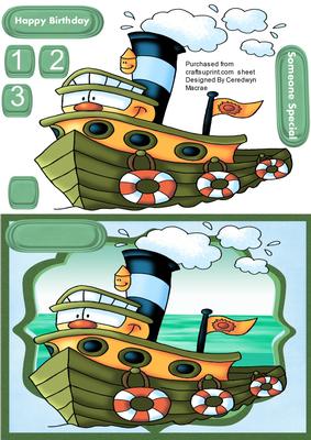 Childrens Green Birthday Tug Boat 