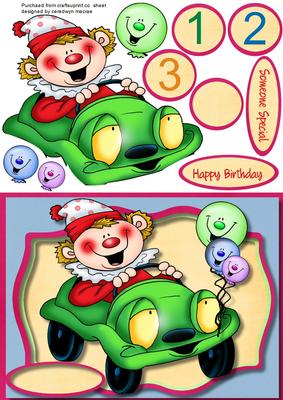 Lovely Clown in His Beep - Beep Car 