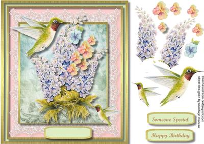 Beautiful Hand Painted Flowers and Humingbirds