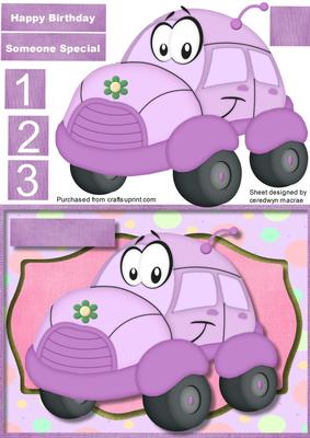 Lovely Lilac Toon Buggy Birthday Car 