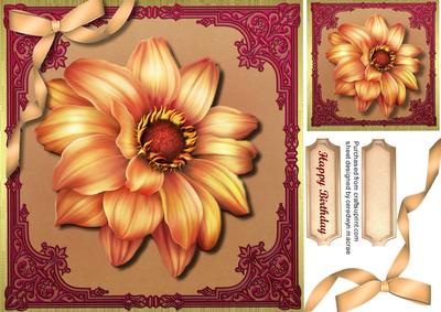 Lovely Golden Dahlia in a Ornate Frame