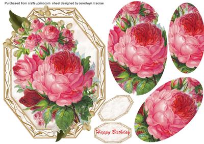 Beautiful Pyramid Pink Roses on a Octaganal Mat