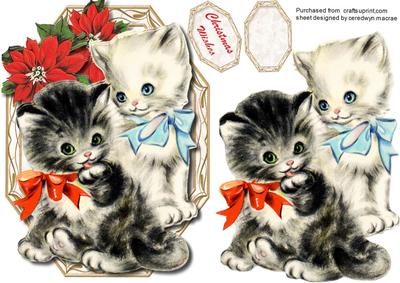 Two Adorable Christmas Kitties 