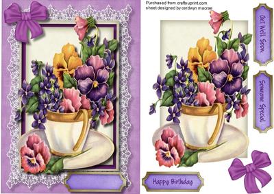 Lovely Cup of Pans6ys and Violets 