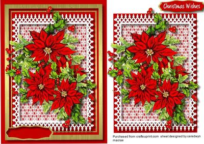 Beautiful Poinsettias on Lace 