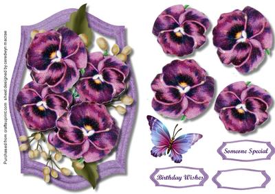 Lovely Mauve Pansys in a Frame 