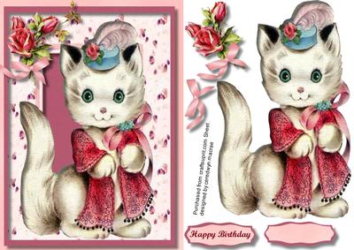 Beautiful Kitty in a Wrap and Hat 